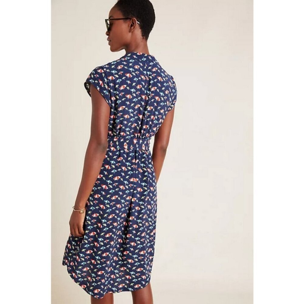 💕ANTHROPOLOGIE MAEVE💕 Catherine Shirtdress ~ Beach Umbrella Print 14 NWT - Picture 4 of 16